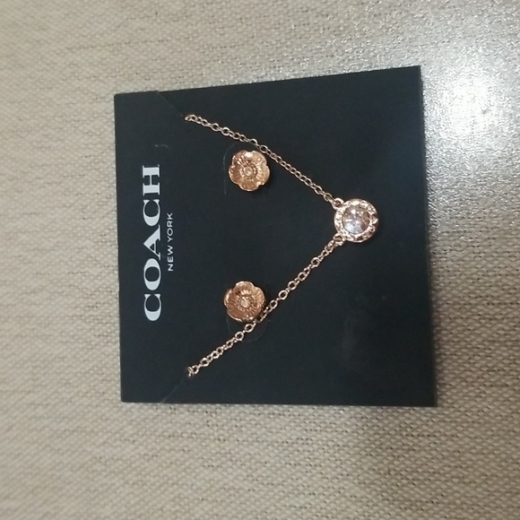 Coach Open Circle Necklace & Tea Rose Earrings - Picture 3 of 5